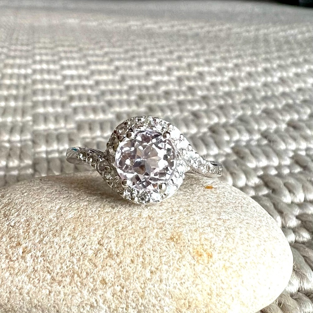 Mawi Kunzite & White Topaz Sterling Silver Sz 8